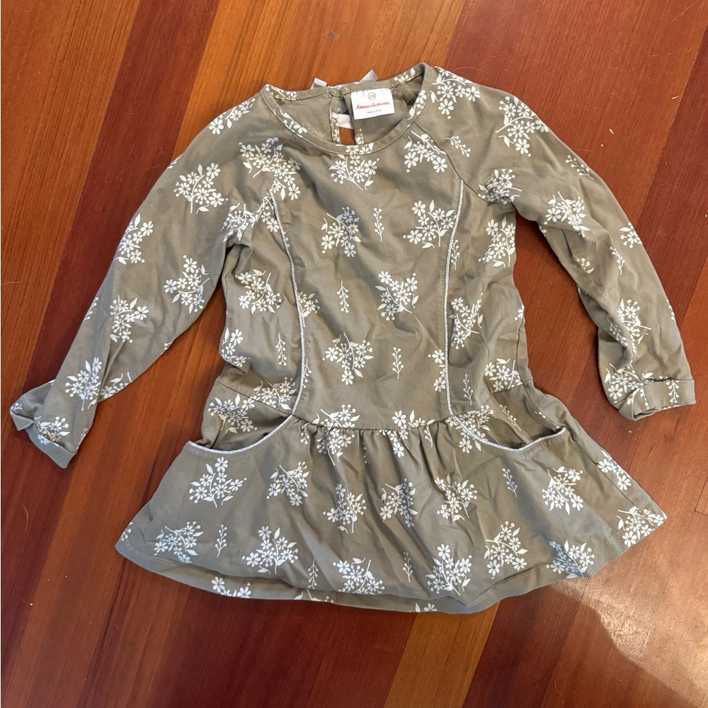 Hanna Andersson Gray Floral Kids Dress